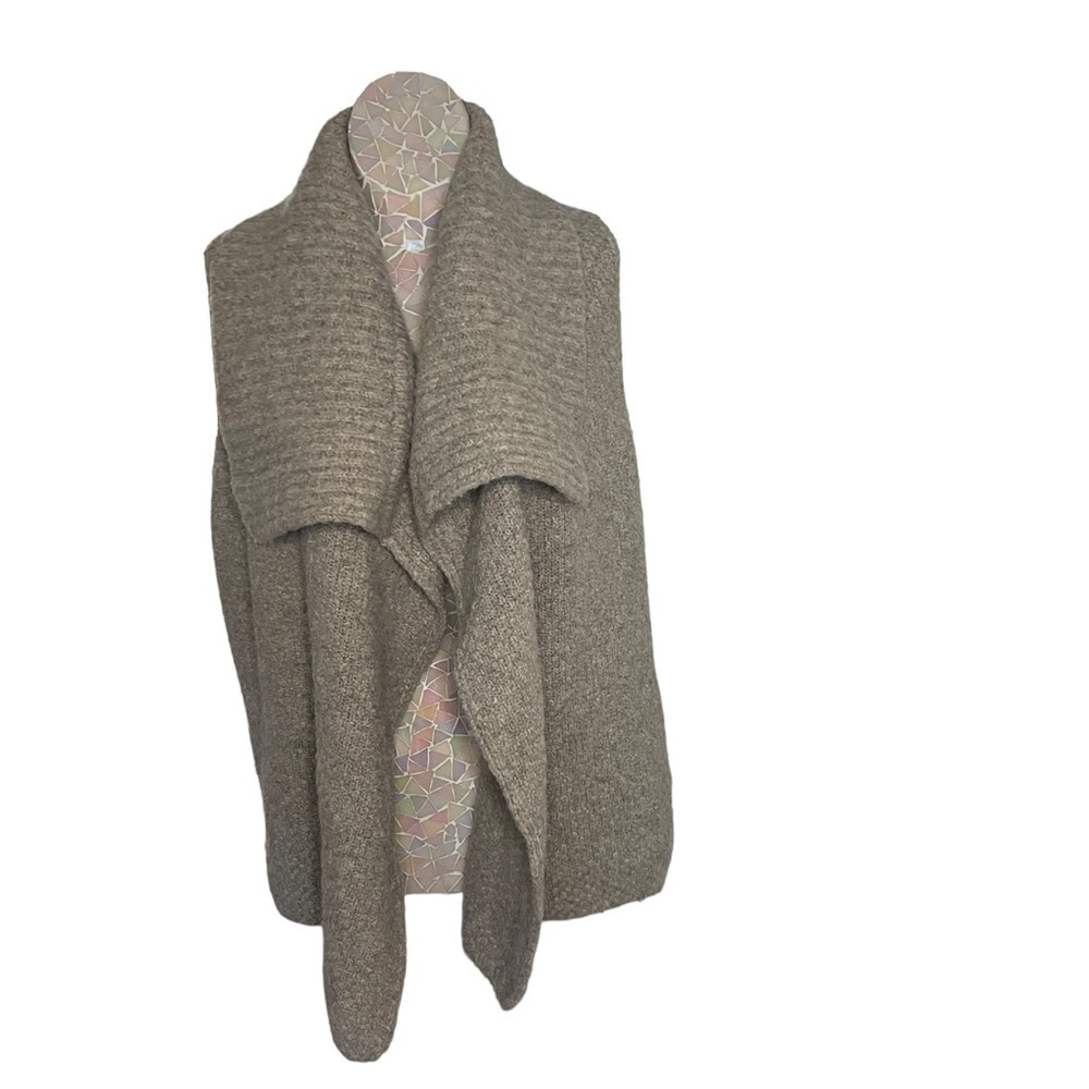 ANN Taylor LOFT Longline Collared Sweater Vest Gray Wool Alpaca Small - Picture 5 of 9